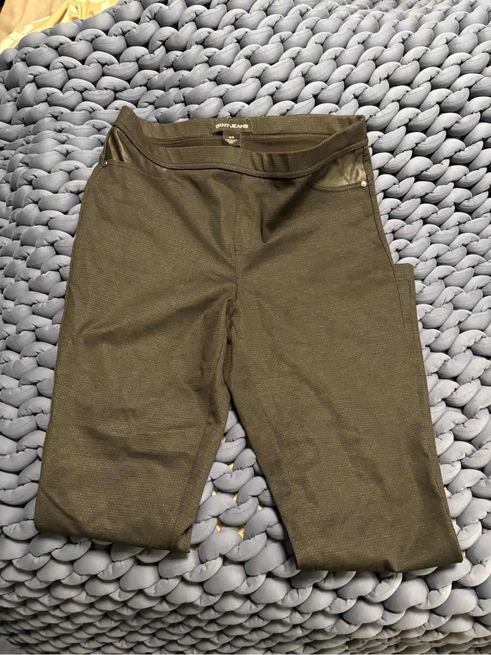 DKNY Ponte Stretch Jeggings with Faux Leather Trim